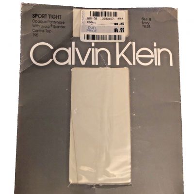 VTG ‘91 Calvin Klein Control Top Fashion Sport Tight Ivory Pantyhose SZ B