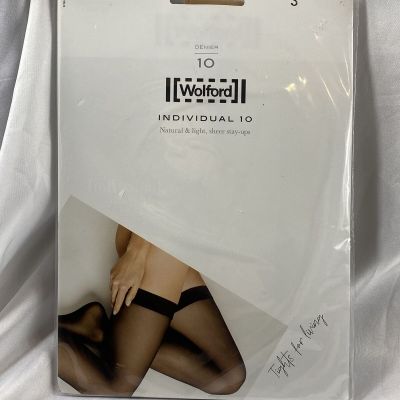 NEW Wolford Individual 10 Leg Support Stay Up - Small - Nude Gobi 21663-4365