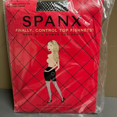 NEW Spanx Extended Control Top Fishnet Tights Full Length BLACK Size C