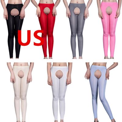 US Women Stocking Pantyhose Hollow Out Sexy Shiny Sheer Control Top Tights Silk