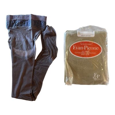 Evan Picone Vintage Panty Hose The Silkee Sheer Medium Grey Sandalfoot Tights