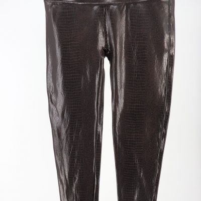Spanx Leggings Women Plus Size 2X Brown Faux Leather Animal Print High Rise Pant