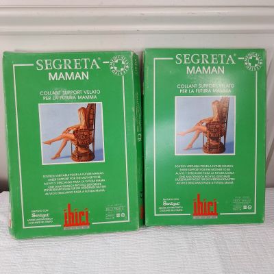Ibici Segreta Maman set 2 sheer support maternity stockings size 3 navy blue