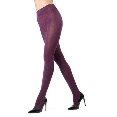 MeMoi Women's Eggplant Shiny Cotton Stretch Leg Wear Sweater Tights, Size S/M