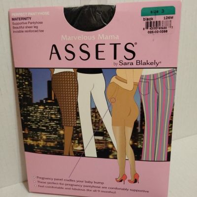 Sara Blakely Marvelous Mama Assets Maternity Pantyhose Black Size 3