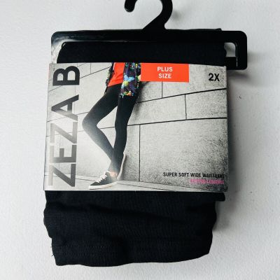 Zeza B Women's Lux Tux Ponte Black Leggings Size 2X NWT $58 Sequin Stripes