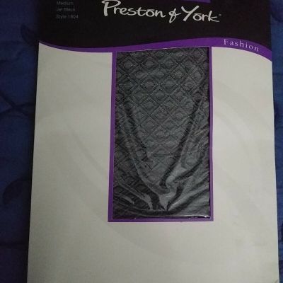Preston & York Double Diamond, Control Top Size Med Jet Black Style 1804 Tights