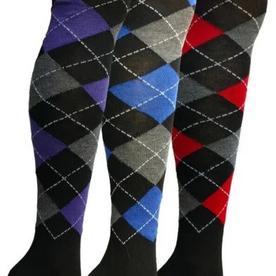 Ladies Socks Yacht & Smith Over The Knee Argyle 3 Pack  Size 9-11