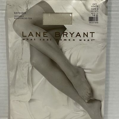 Lane Bryant Daysheer Invisible Reinforced Toe Sz. D White Pantyhose NIP