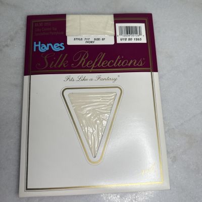 90s Hanes Silk Reflections Silky Top Sandalfoot Pantyhose EF 717 Ivory