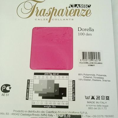 Trasparenze Dorella 100 Den Microfiber Footless Leggings Pink Size M/L