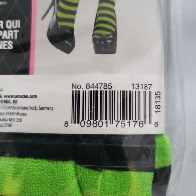 Amscan Green & Black Striped Tights One Size Multicolor SEXY NEW