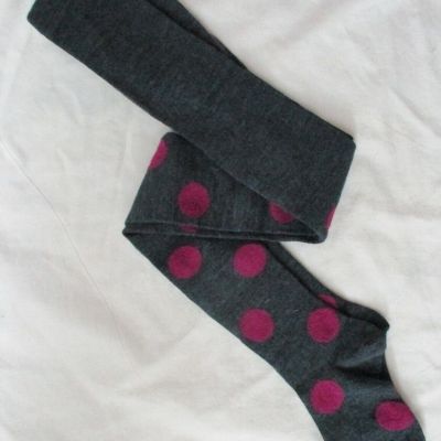 Hansel from Basel LARGE DOTS TIGHTS *Grey/Fuchsia Knit Size: S/M NWOT