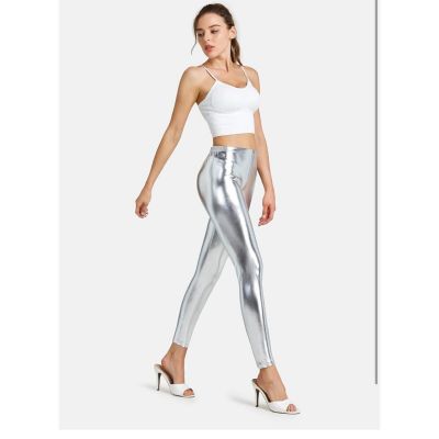 Women Shiny Metallic Leggings Small New