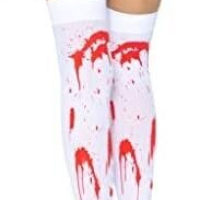 Zombie Thigh High Stockings Red and White Splatter NEW