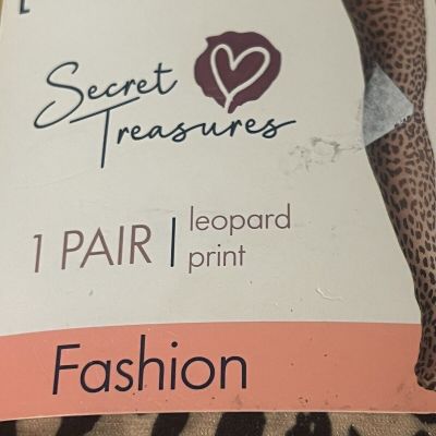 Secret Treasures Leopard Print Fashion Tights Womens Large NEW Tan Black Animal