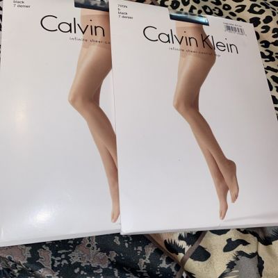 Calvin Klein Infinite Sheer Control Top Pantyhose ** New** 2 Pair