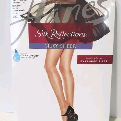 Hanes Pantyhose Silk Reflections Sheer Toe Control Top Cool Comfort style 717 CD