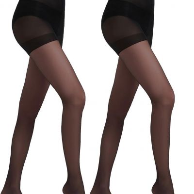 2 Pairs Toeless Pantyhose For Women, 20D Sheer Tights Open Toe Stockings with Co