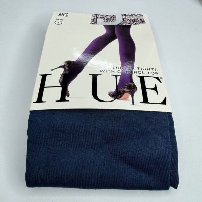 HUE Luster Tights with Control Top Womens Size 1 (100-150lbs) Poseidon Blue New