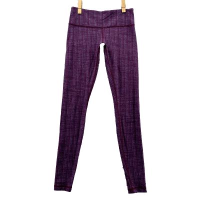 Lululemon Leggings 8* Purple Yoga Zig Zag Print Athletic Comfort Stretch Women's