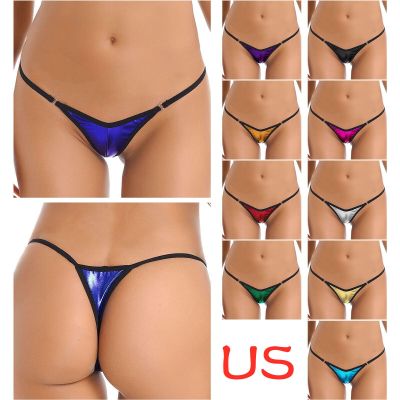 US Women's Shiny Sexy Low Rise Micro Mini Thong T-back G-String Cheeky Panties