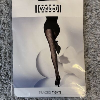 Wilford Traces Tights Austria Made Black Pattern Dots Lines Size Small* 10perc Silk