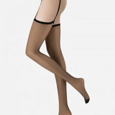 Oroblu TEMPTATION Sensual 15 Den Sheer Tights with Attached Tulle Suspender Belt