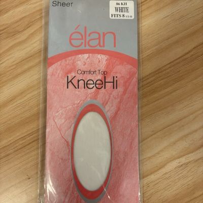 VTG Elan The Smooth Touch Comfort Top Knee Hi Sheer WHITE 86 KH fits 8.5-11 NEW