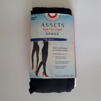 Assets By Spanx High Waist Tights 3 C Black Full Coverage Shaping NEW