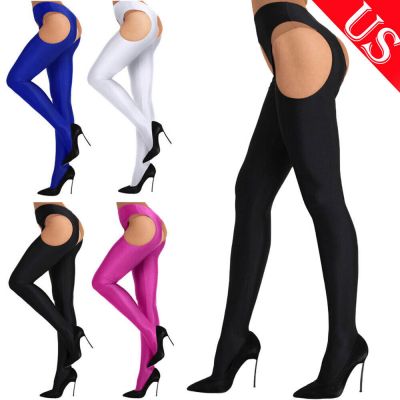 US Women Suspender Opaque Footed Tights Pantyhose Hollow Out Stocking Long Pants