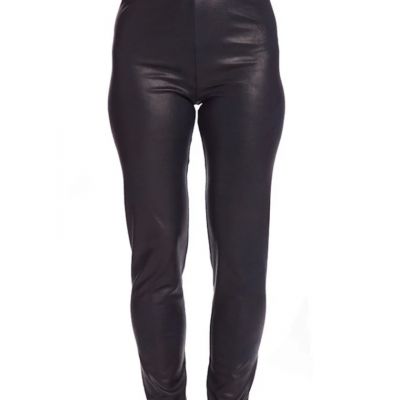 Angel Brand vegan LEATHER PANT Style A7207 Black. Microfibre front smooth rear