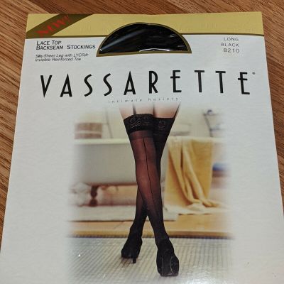 Vintage Vassarette Lace Top Backseam Stockings Style 8210 Long Black