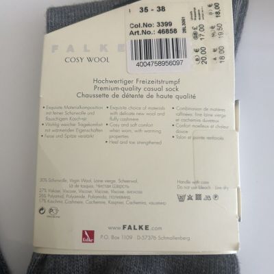 Falke Women's Knee Socks Cosy Wool Cashmere Blend Grey 35-38 7.5 US