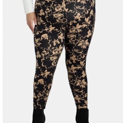 Terra and Sky Women’s Mocha Splash Small Abstract 2 Tone Leggings Size 2X NWT
