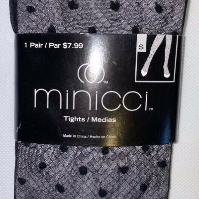 Minicci Women's Gray w/ Black Polka Dots Tights 1 Pair Size S