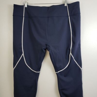 (J5) zuda Stretch Leggings Womens Plus Size 4X With Reflective Coverstitch Navy