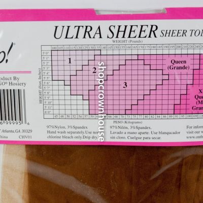 1 On The Go! Vintage Ultra Sheer Pantyhose COFFEE Ultra Sheer Toe Size: QUEEN