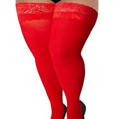 LOUSGUTA Plus Size Thigh High Stockings Lingerie Silicone Lace Top Stay Up 55...