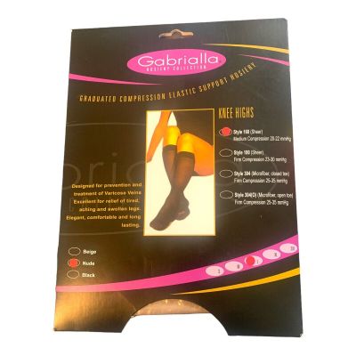 GABRIALLA Sheer Knee Highs - Compression Stockings (20-22 mmHg): H-160 Nude LG