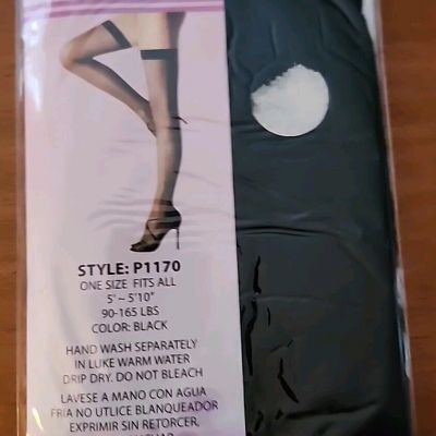 SOPHIA THIGH HI STOCKINGS, BLACK p1170 one size fits all NEW, Two Pairs