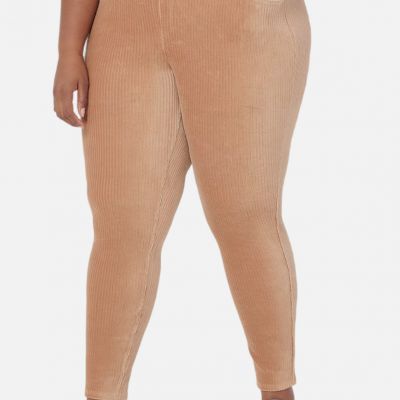 Denim & Co Smooth Waist Knit Cord Leggings Pockets - Chestnut Size 3XT