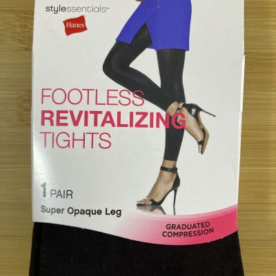 Hanes 1 Pair Style Essentials Footless Revitalizing Tights Black M/L/XL