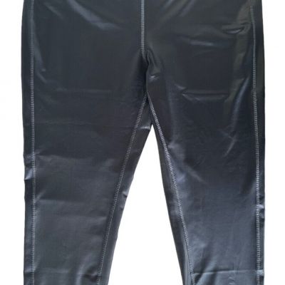 Lauren Ralph Lauren Women's High Waist Faux Leather Leggings Plus Size 2X Black