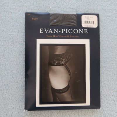NWT - Evan-Picone Teddy Hose Garter Stocking - Small - Black Onyx