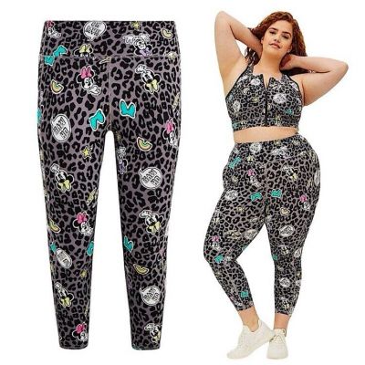 TORRID Disney MinnieMouse Crop Legging Performance Core Leopard Grey NWT Size 4X