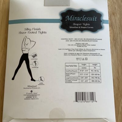 MIRACLESUIT Silky Finish Sheer FOOTED TIGHTS Size SMALL Light Nude NEW Pantyhose