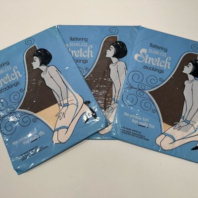 VINTAGE Lassiter Hosiery-Pecan-Demi-Toe-Stretch-Merrie Maid Sz9.5/10 X 3 *NEW