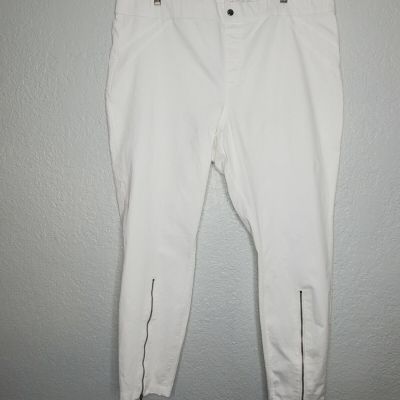 HUE High Waist Ultra Soft Denim Skimmer Pants Ankle Zip Size 3X White