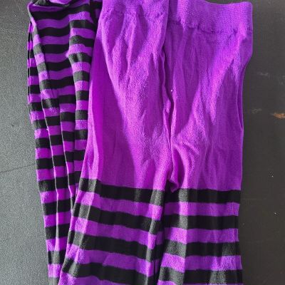 Music Legs Striped Stockings  (Purple) Girls One Size.